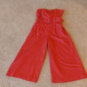 Anthropologie Vibrant Pink Strapless Jumpsuit